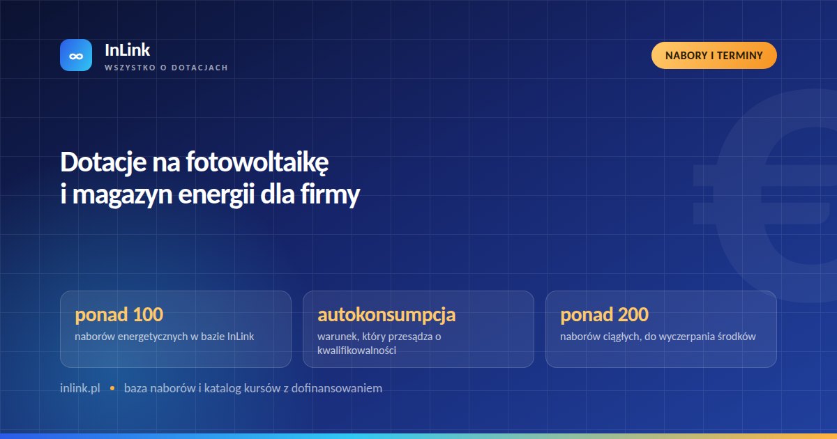 Infografika: dotacje i pożyczki na fotowoltaikę dla firm, autokonsumpcja i nabory ciągłe