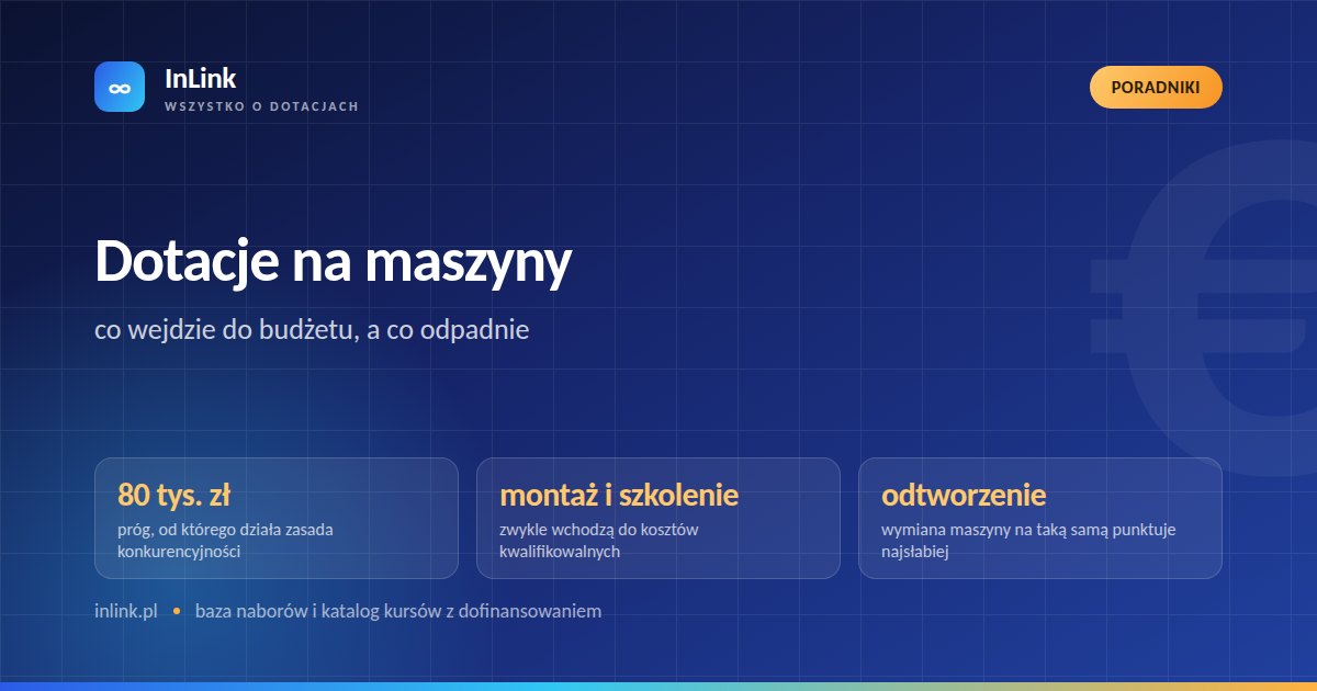 Infografika: dotacje na zakup maszyn, koszty kwalifikowalne i zasada konkurencyjności