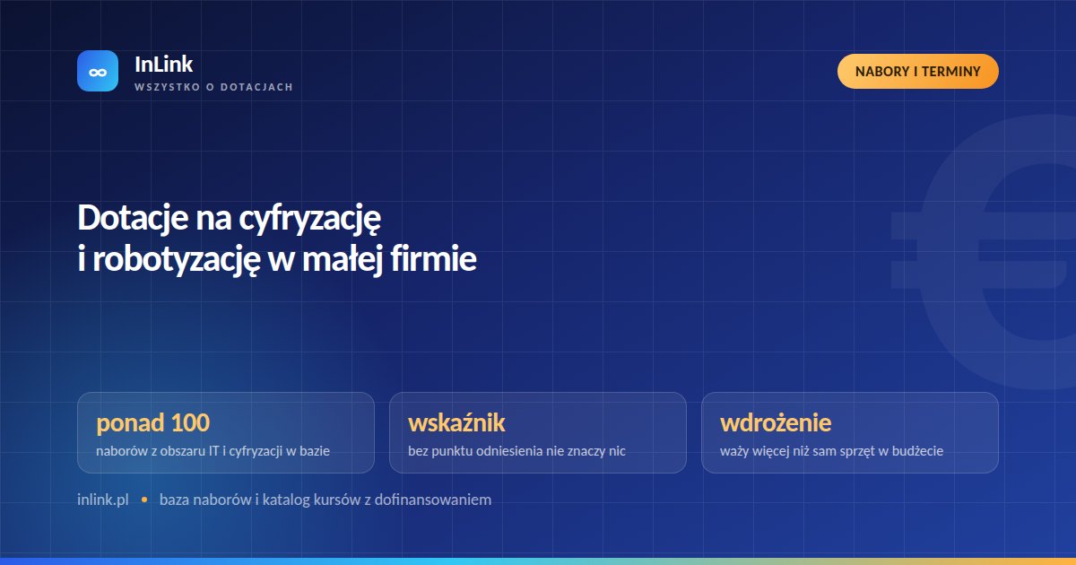 Infografika: dotacje na cyfryzację i robotyzację w MŚP, wskaźniki i koszty wdrożenia